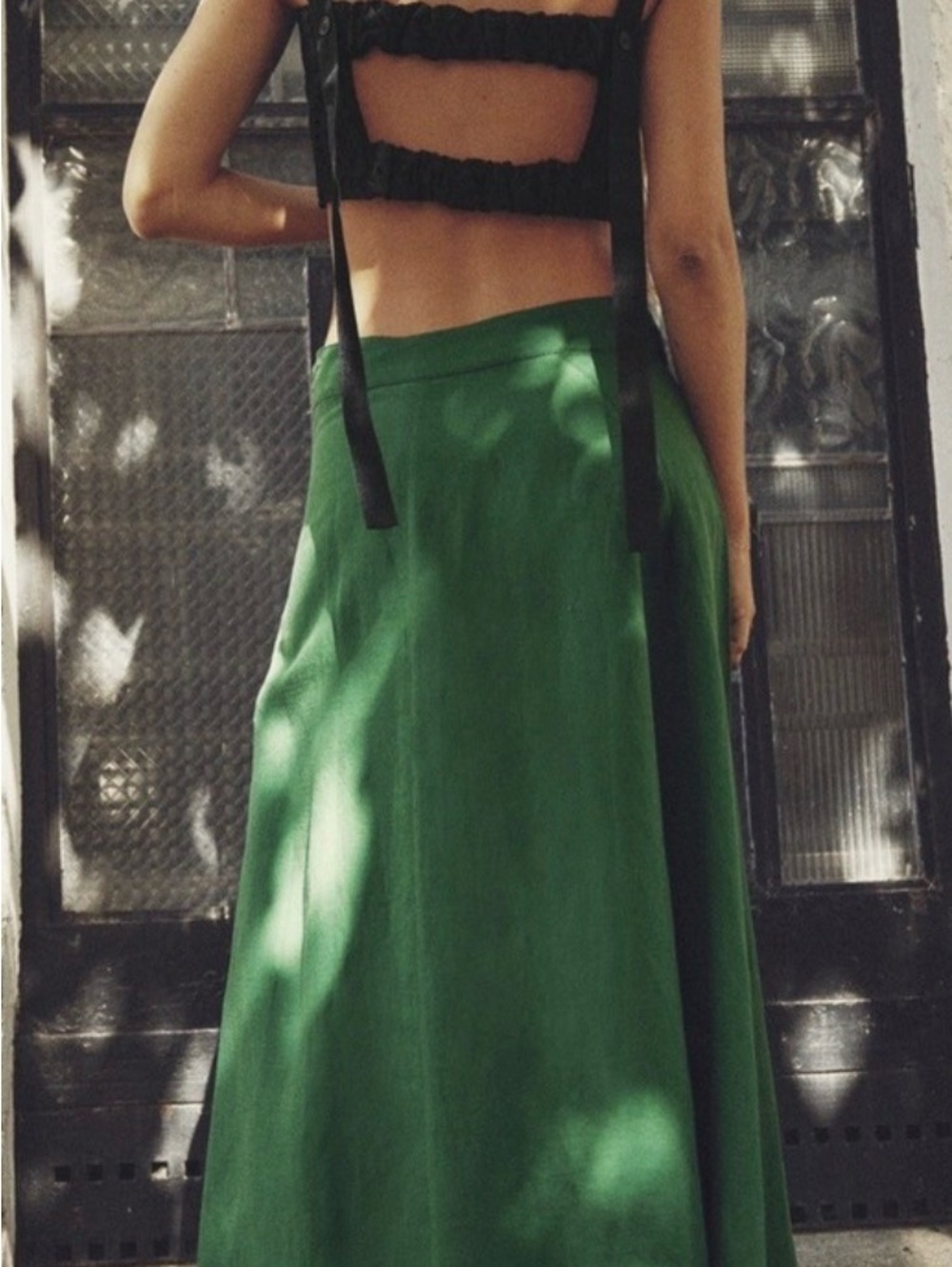 Linen blend Midi Skirt Green xsmall - Picture 2 of 10